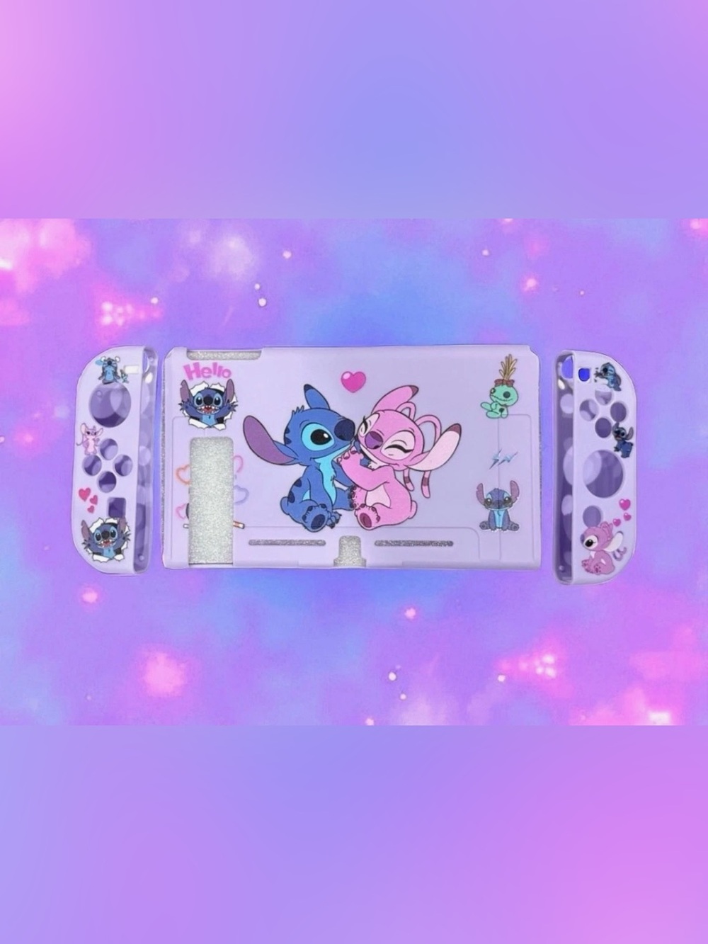 Lavender Stitch & Angel Nintendo Switch Skin Cover